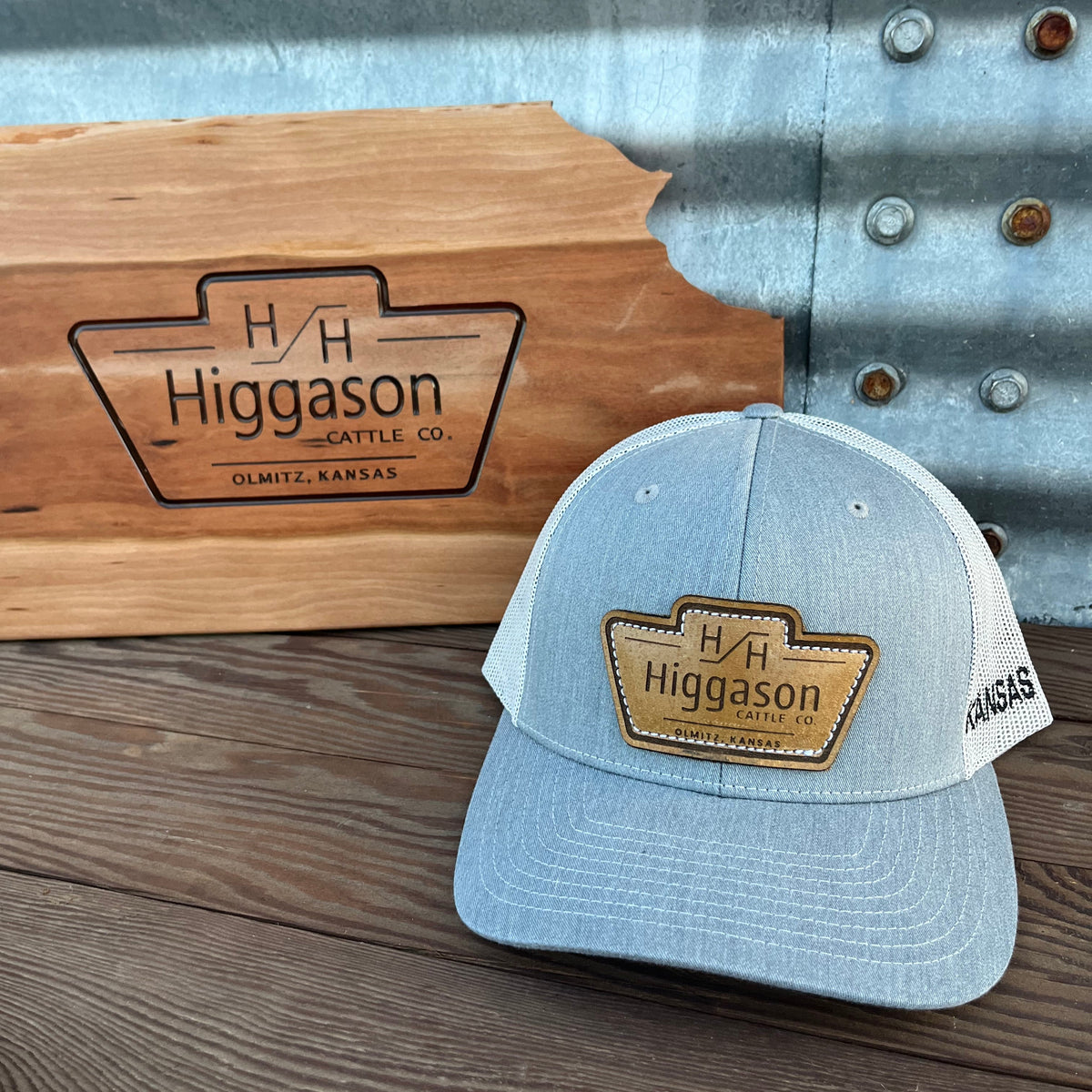HCC Grey Leather Patch Brand Hat