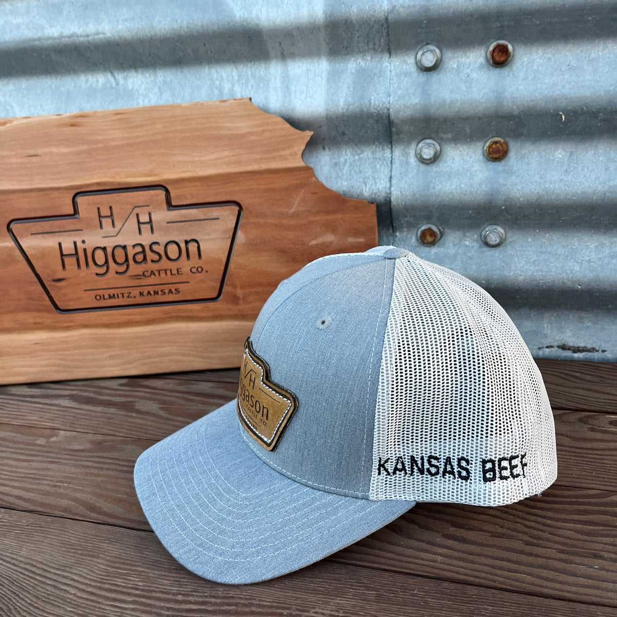 HCC Grey Leather Patch Brand Hat