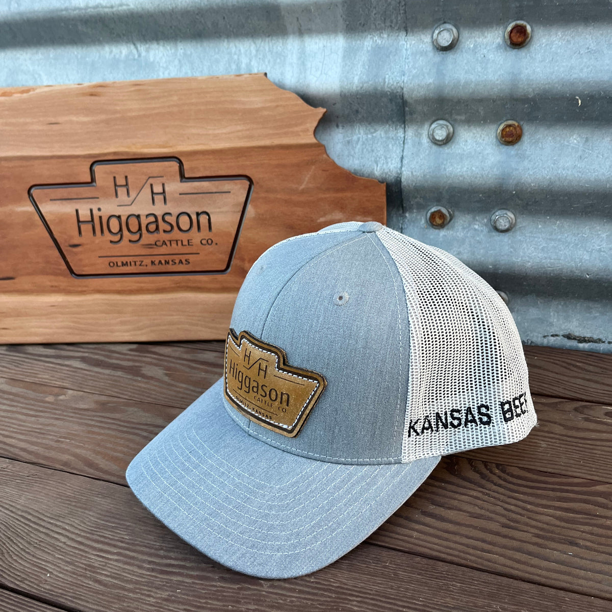 HCC Grey Leather Patch Brand Hat