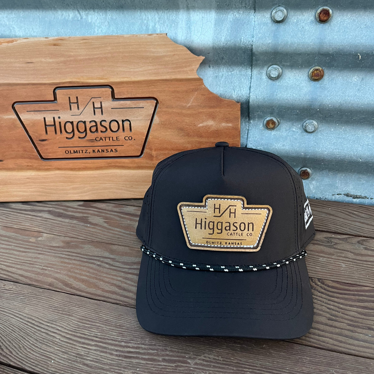 HCC Black Leather Patch Brand Rope Hat