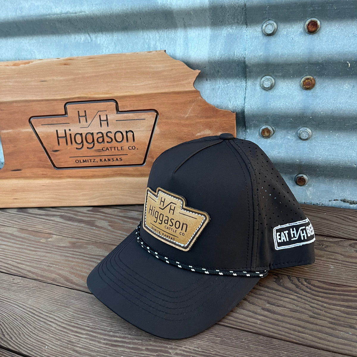 HCC Black Leather Patch Brand Rope Hat