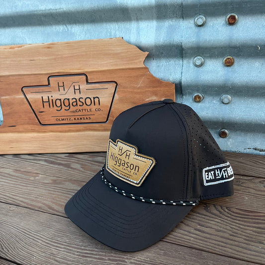 HCC Black Leather Patch Brand Rope Hat