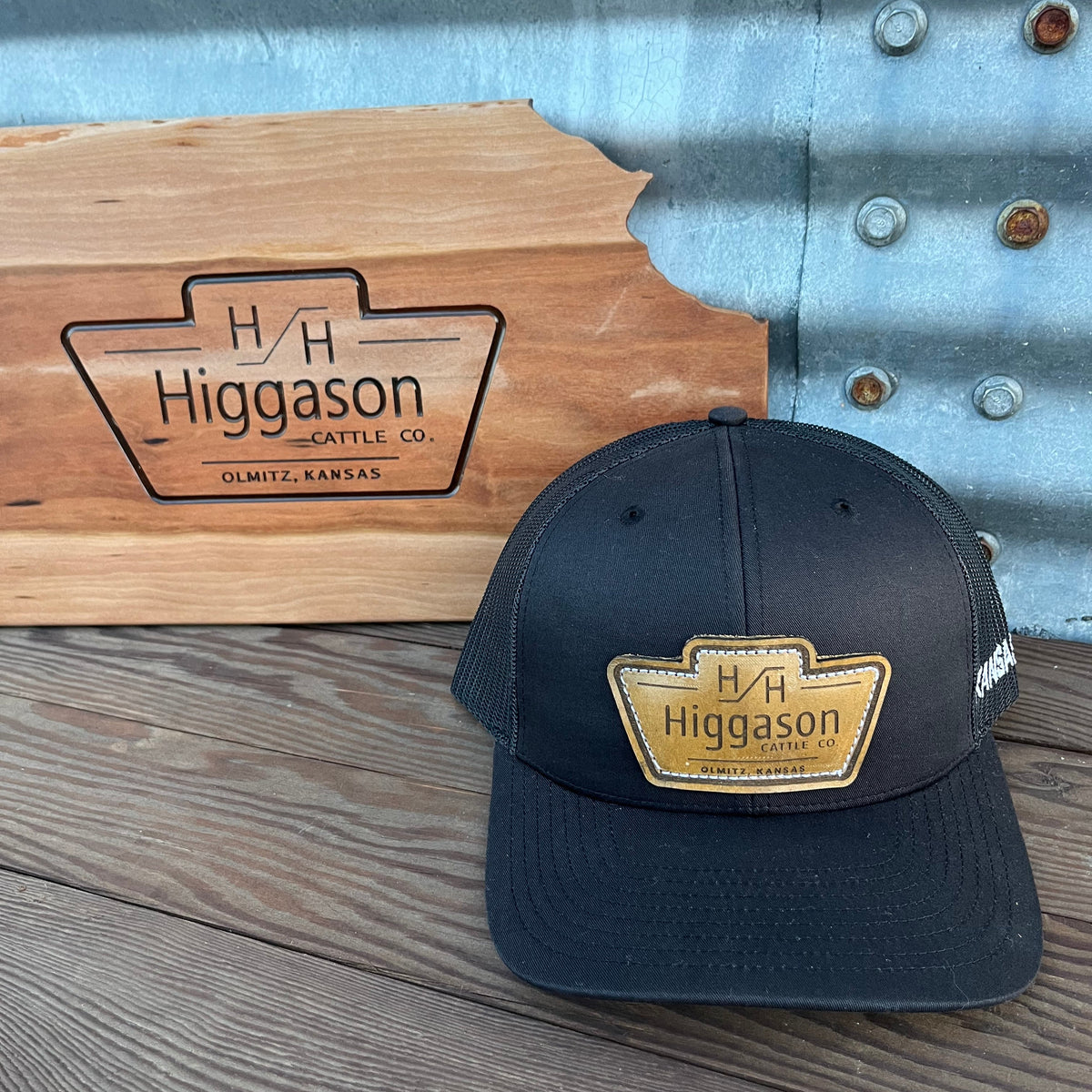 HCC All Black Leather Patch Brand Hat